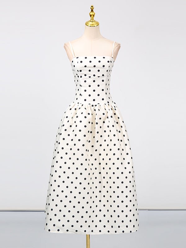 Off Shoulder Wave Point Long Dress - SISPELL