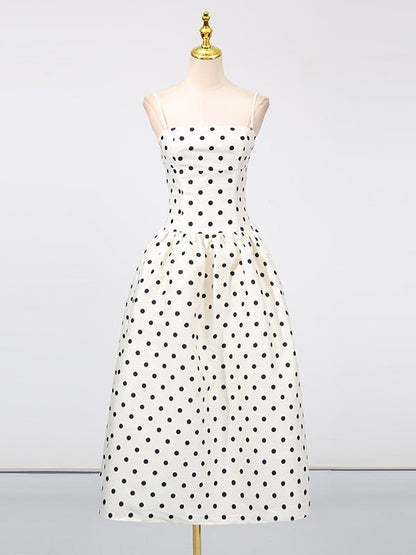 Off Shoulder Wave Point Long Dress - SISPELL