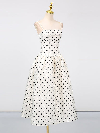 Off Shoulder Wave Point Long Dress - SISPELL