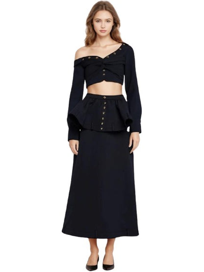 2- piece Set  Diagonal Top A Line Skirt