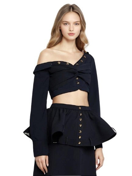 2- piece Set  Diagonal Top A Line Skirt