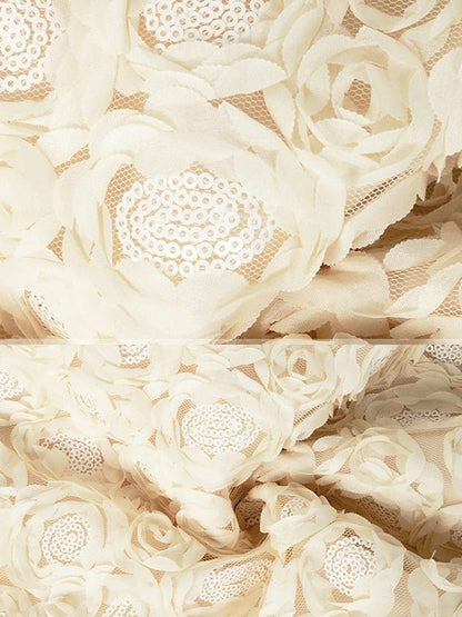 Patchwork Flower Pearls Short Dress - SISPELL