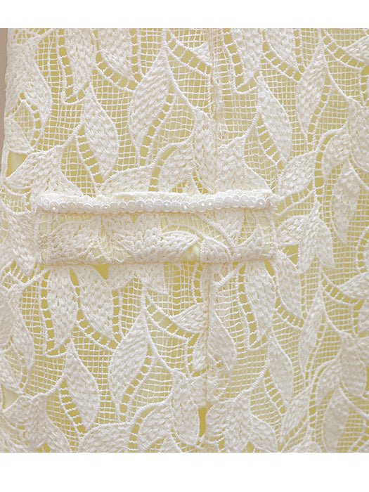 Patchwork Lace Bowknot Short Dress - SISPELL