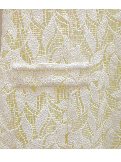 Patchwork Lace Bowknot Short Dress - SISPELL