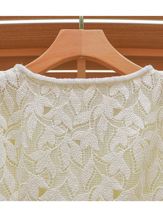 Patchwork Lace Bowknot Short Dress - SISPELL