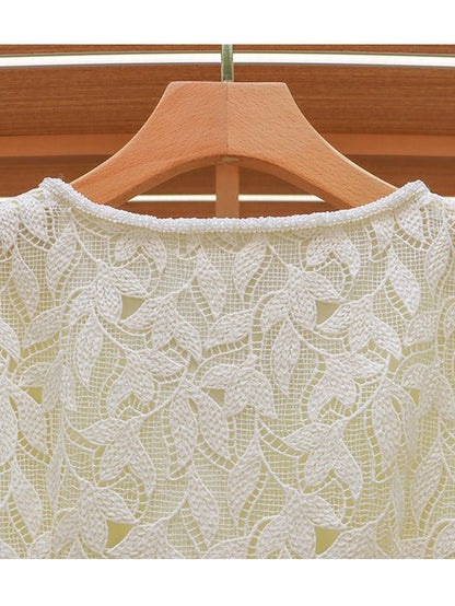 Patchwork Lace Bowknot Short Dress - SISPELL