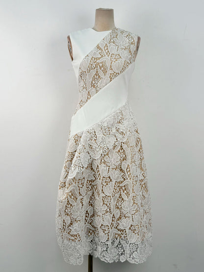 Patchwork Lace Sleeveless Midi Dress - SISPELL
