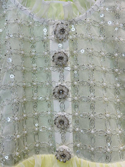 Patchwork Mesh Sequins Solid Short Dress - SISPELL