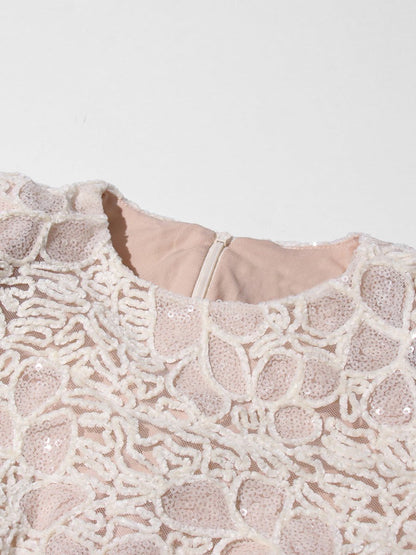 Patchwork Sequins Solid Long Dress - SISPELL