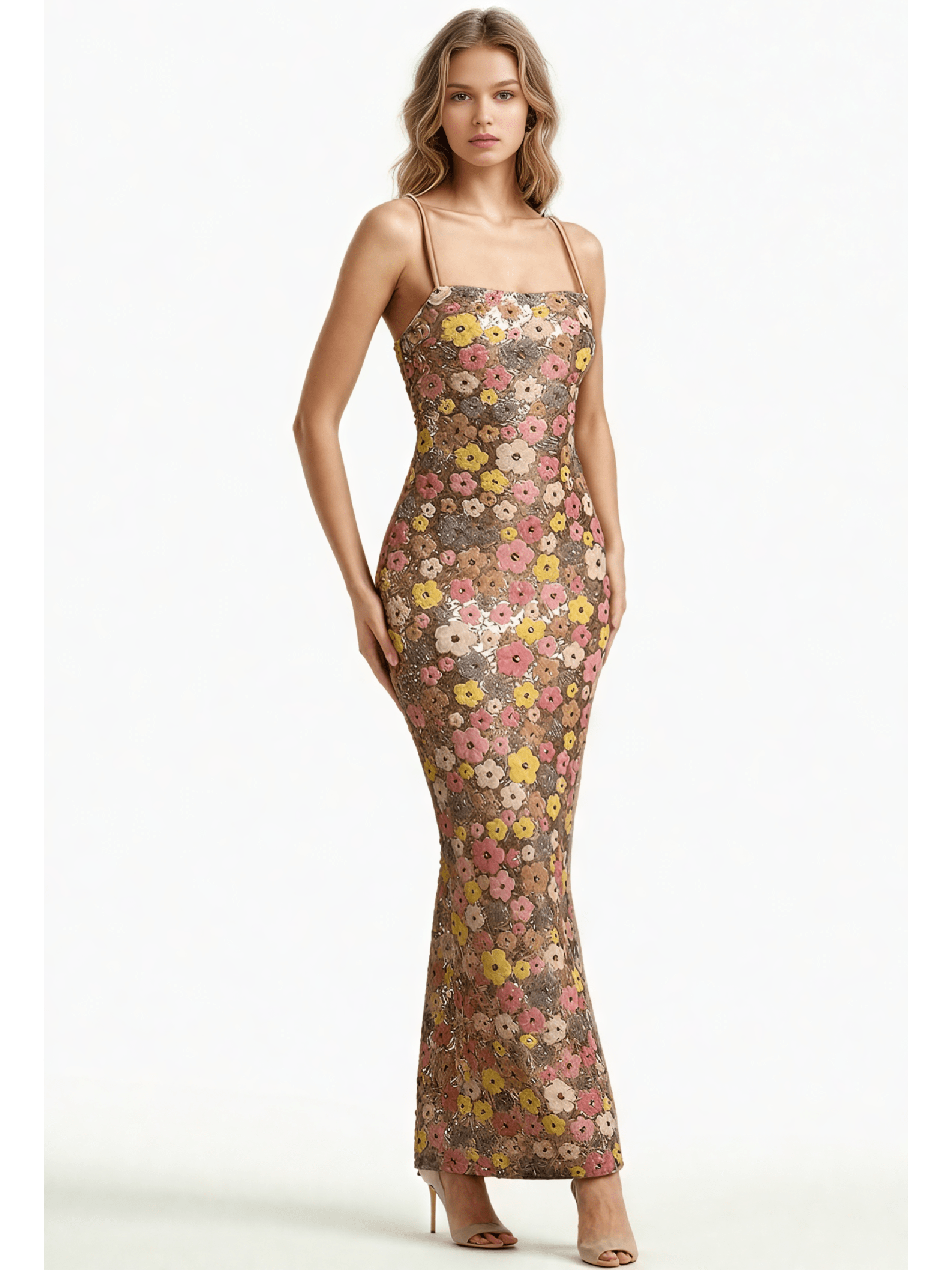 Patchwork Starp Flower Long Dress - SISPELL