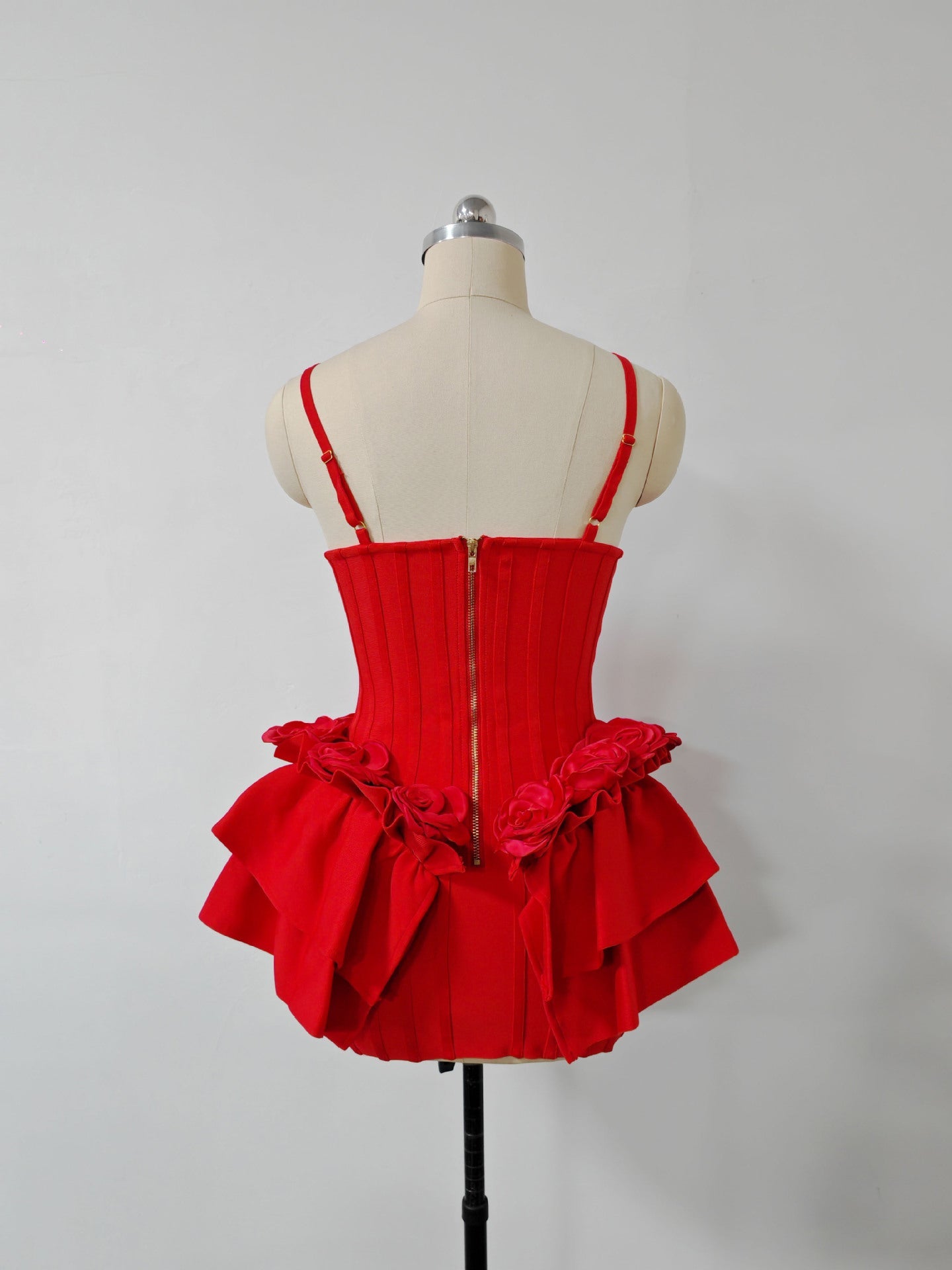 Patchwork Strap Flower Short Dress - SISPELL