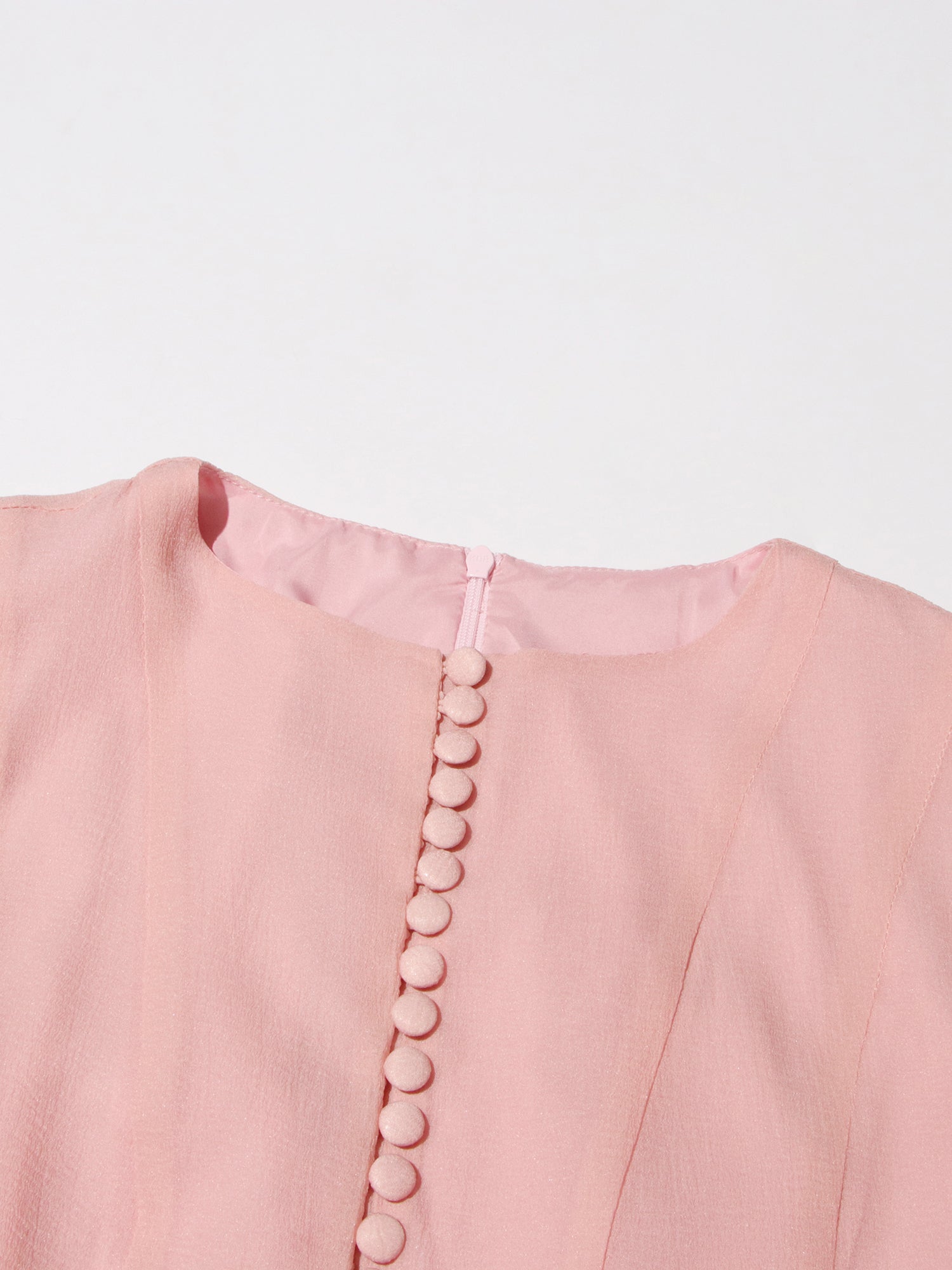 Pink Bell Sleeve Ruffled Long Dress with Button Front - SISPELL