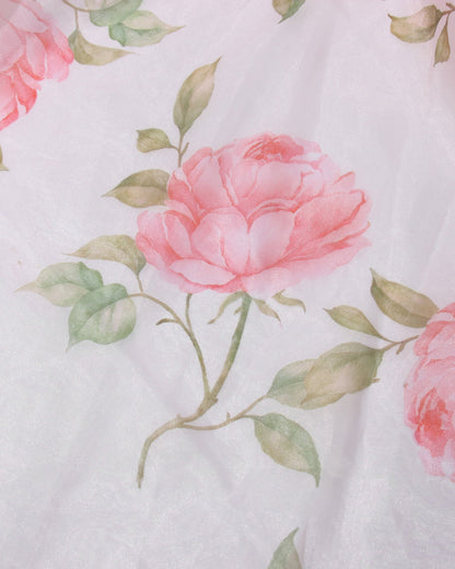 Pink Floral Chiffon Gown Dress with 3D Rose Accents - SISPELL