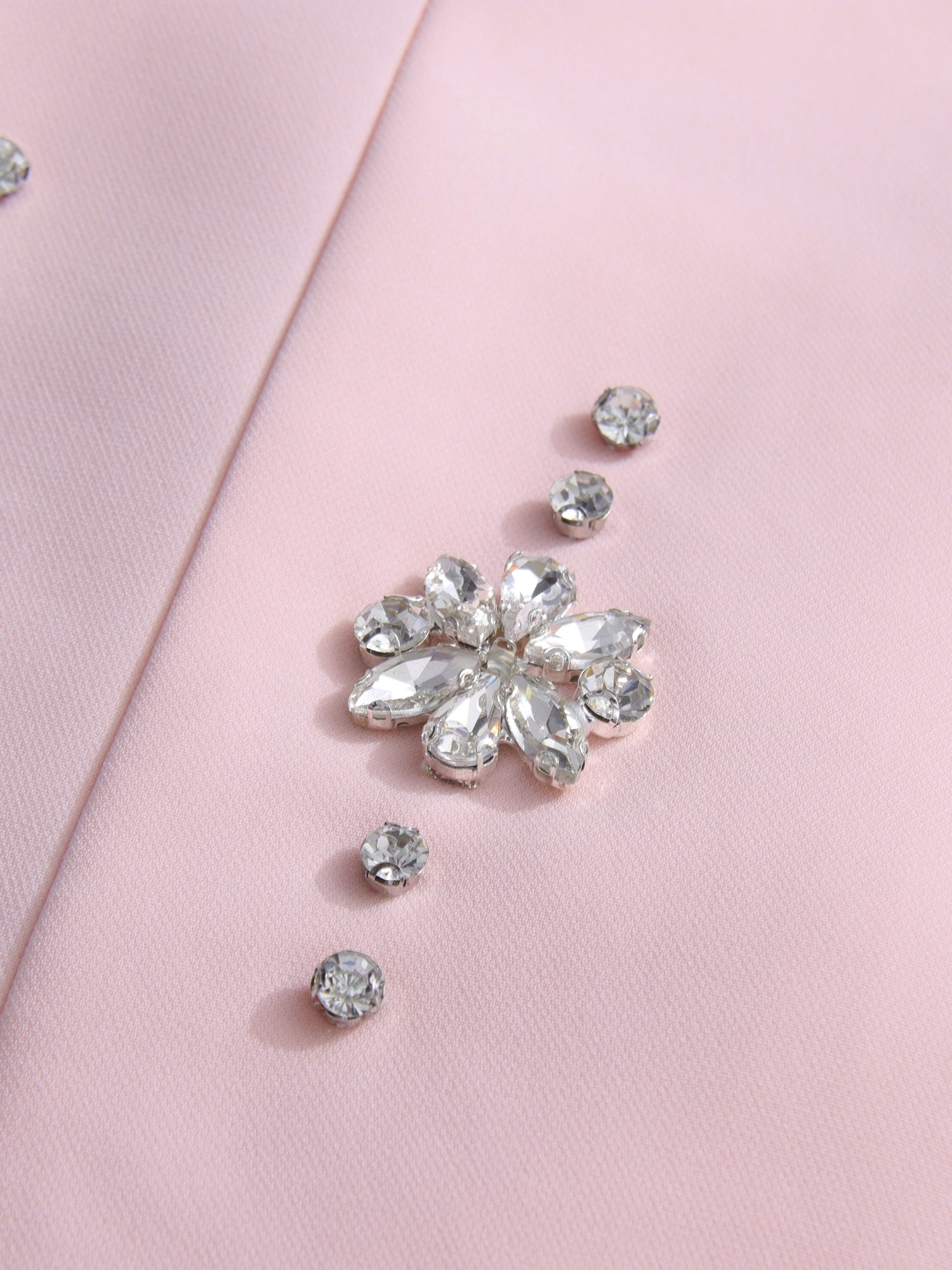 Pink Square Neck Mini Dress with Crystal Florals - SISPELL