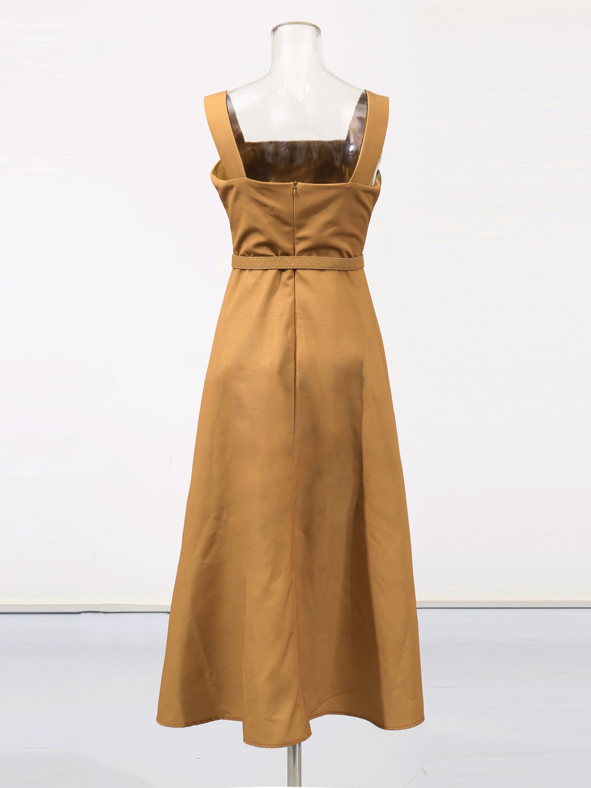 Print Square Collar Long Dress - SISPELL