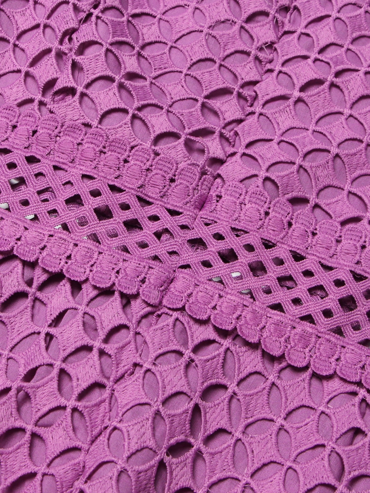 Purple Lace Hollow - Out Long Sleeve Midi Dress - SISPELL