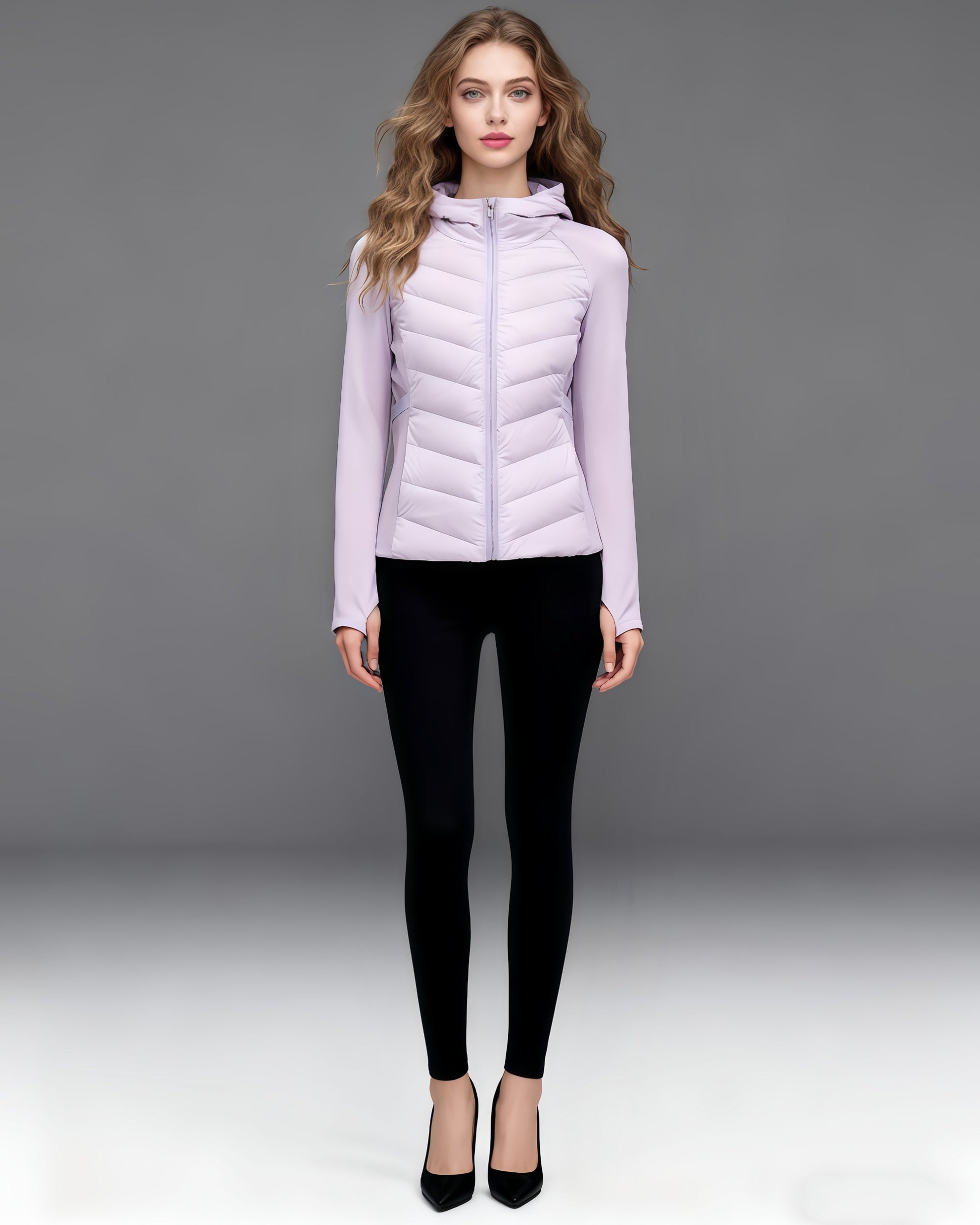 Purple Lightweight Down Jacket with Hood - SISPELL