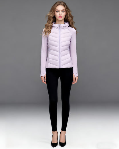 Purple Lightweight Down Jacket with Hood - SISPELL