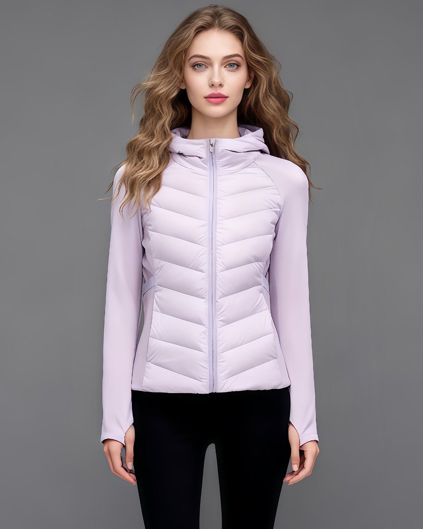 Purple Lightweight Down Jacket with Hood - SISPELL