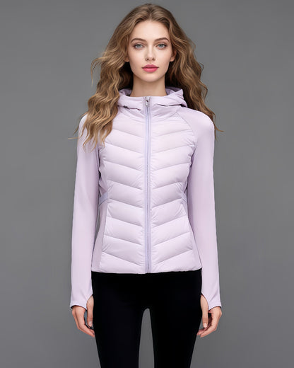 Purple Lightweight Down Jacket with Hood - SISPELL