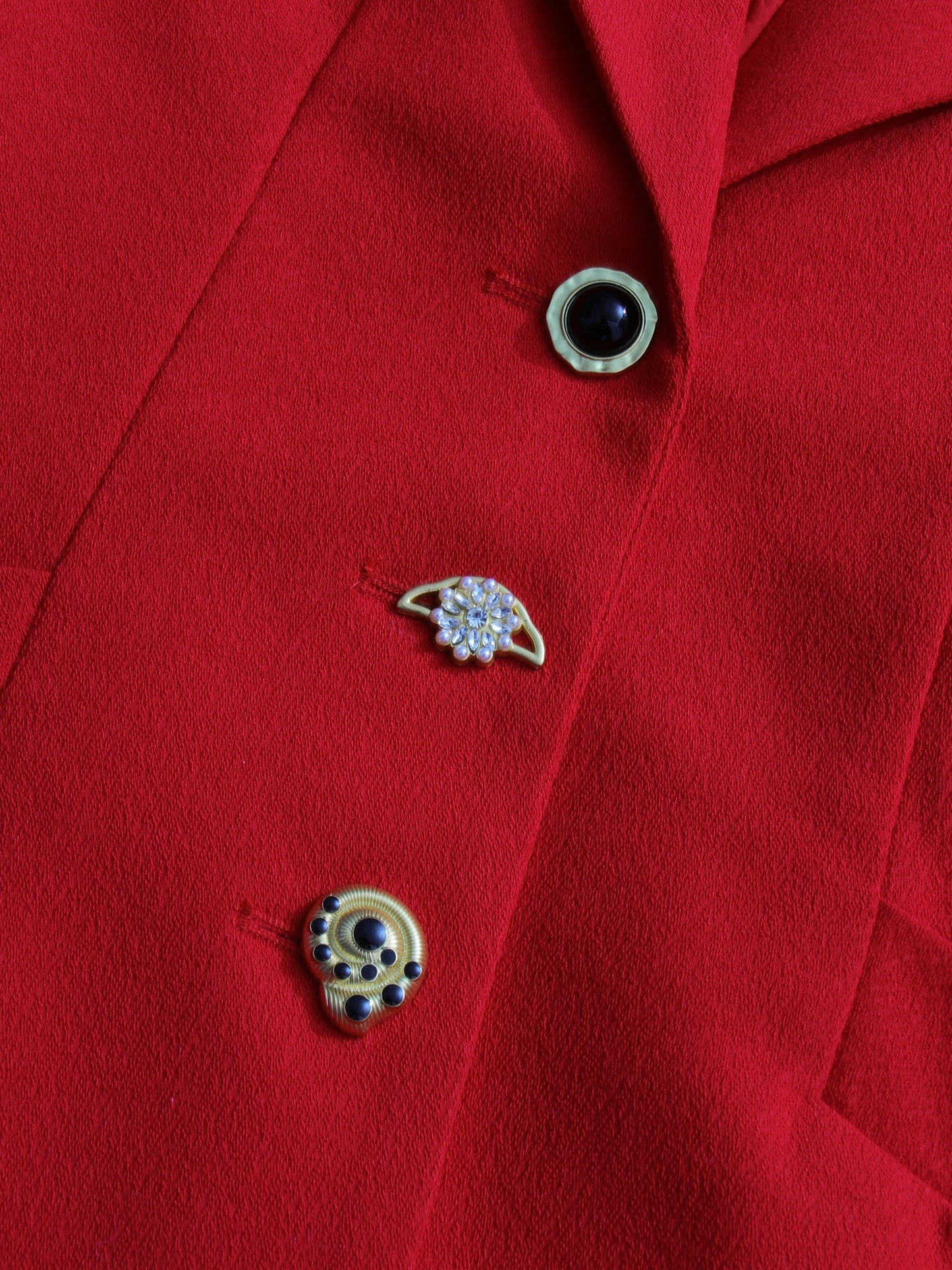 Red Blazer with Unique Button & Drawstring Detailing - SISPELL