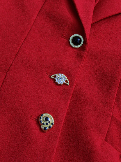Red Blazer with Unique Button & Drawstring Detailing - SISPELL