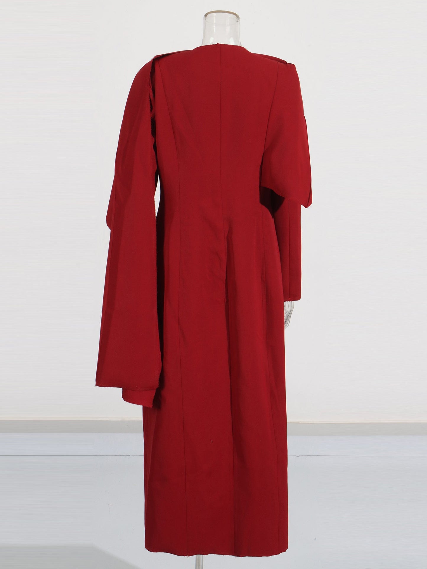 Red Cape - Style Long Jacket with Dramatic Design - SISPELL