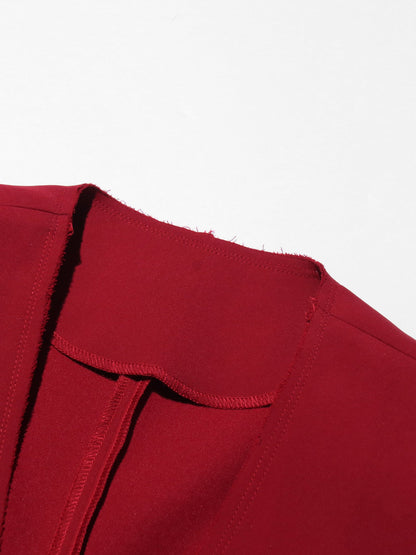 Red Cape - Style Long Jacket with Dramatic Design - SISPELL