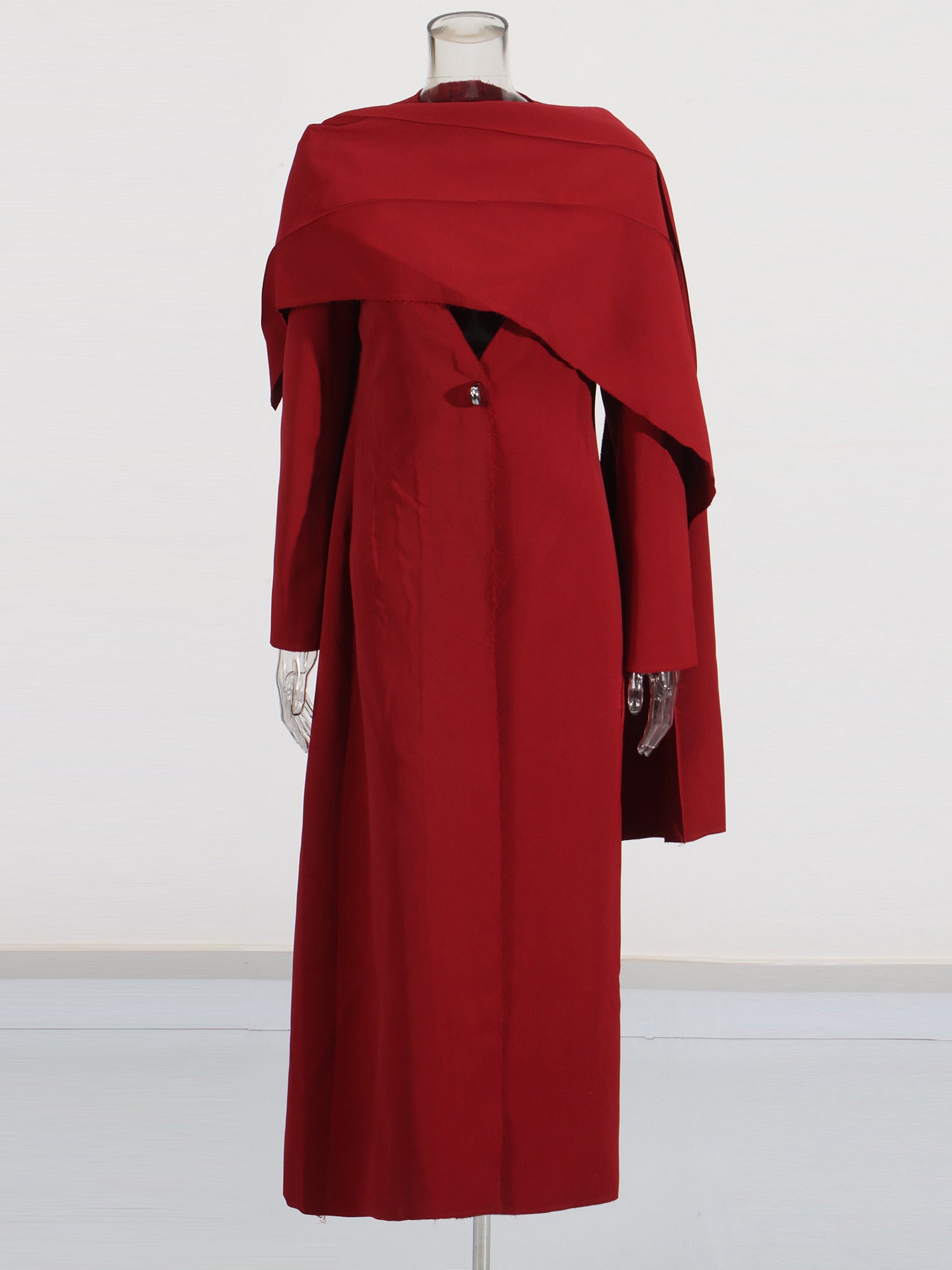 Red Cape - Style Long Jacket with Dramatic Design - SISPELL