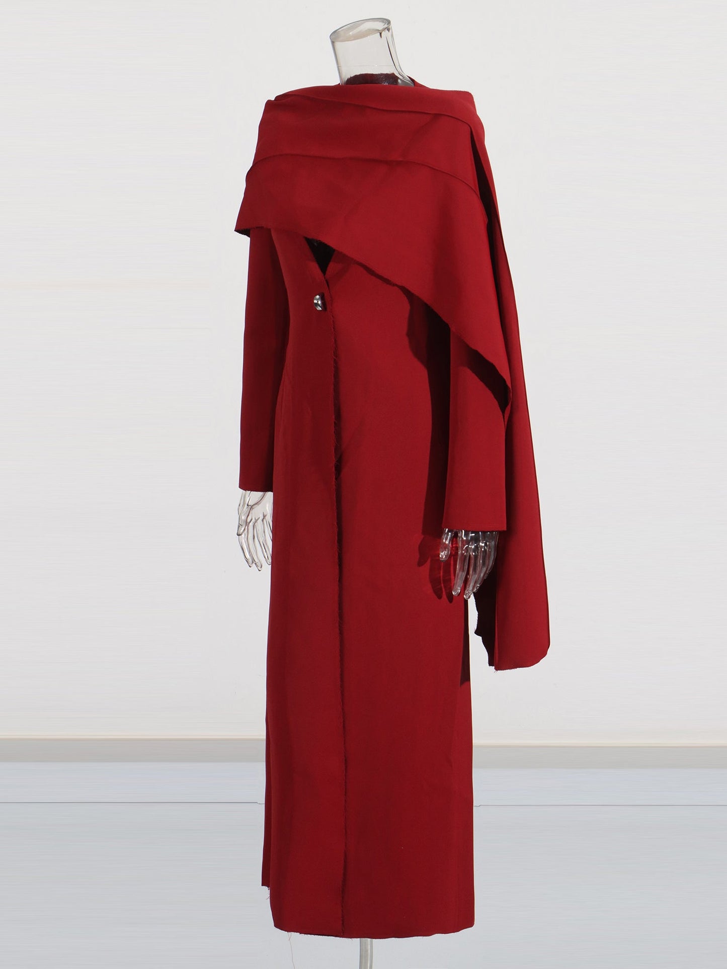Red Cape - Style Long Jacket with Dramatic Design - SISPELL