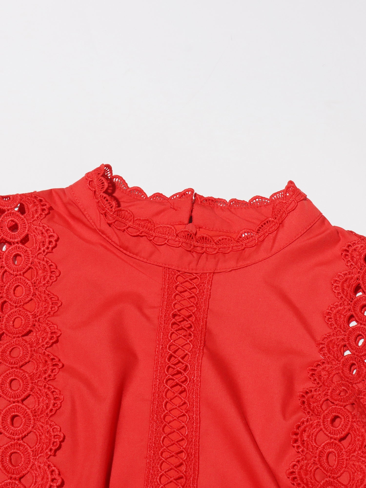 Red Lace Sleeveless Midi Dress - SISPELL