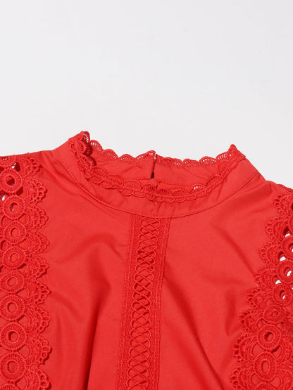 Red Lace Sleeveless Midi Dress - SISPELL