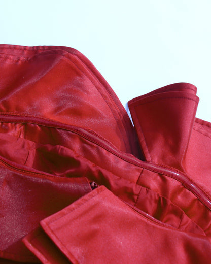 Red Off - Shoulder Ruffled Asymmetrical Dress - SISPELL