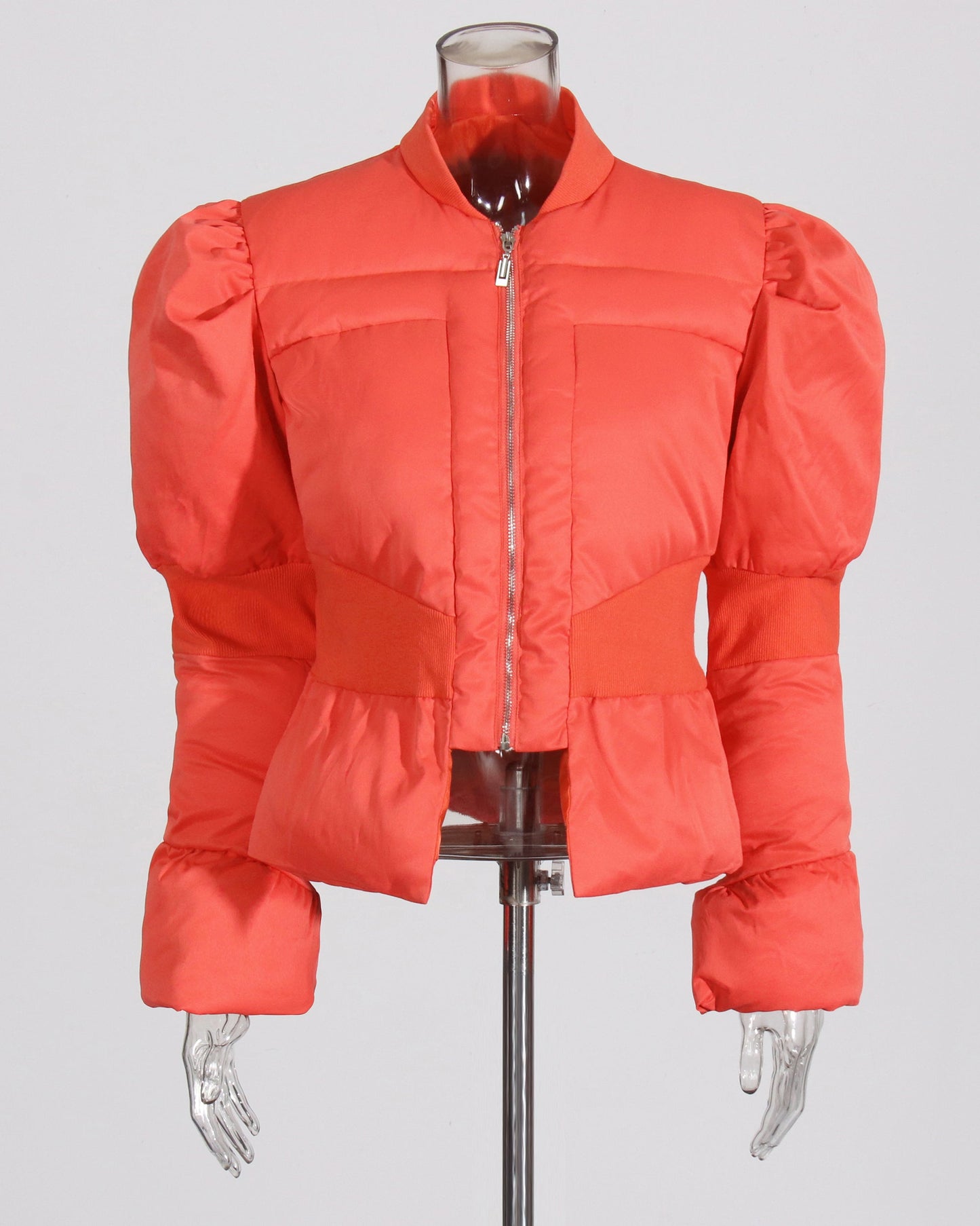 Red Puffy - Sleeve Cropped Puffer Jacket - SISPELL