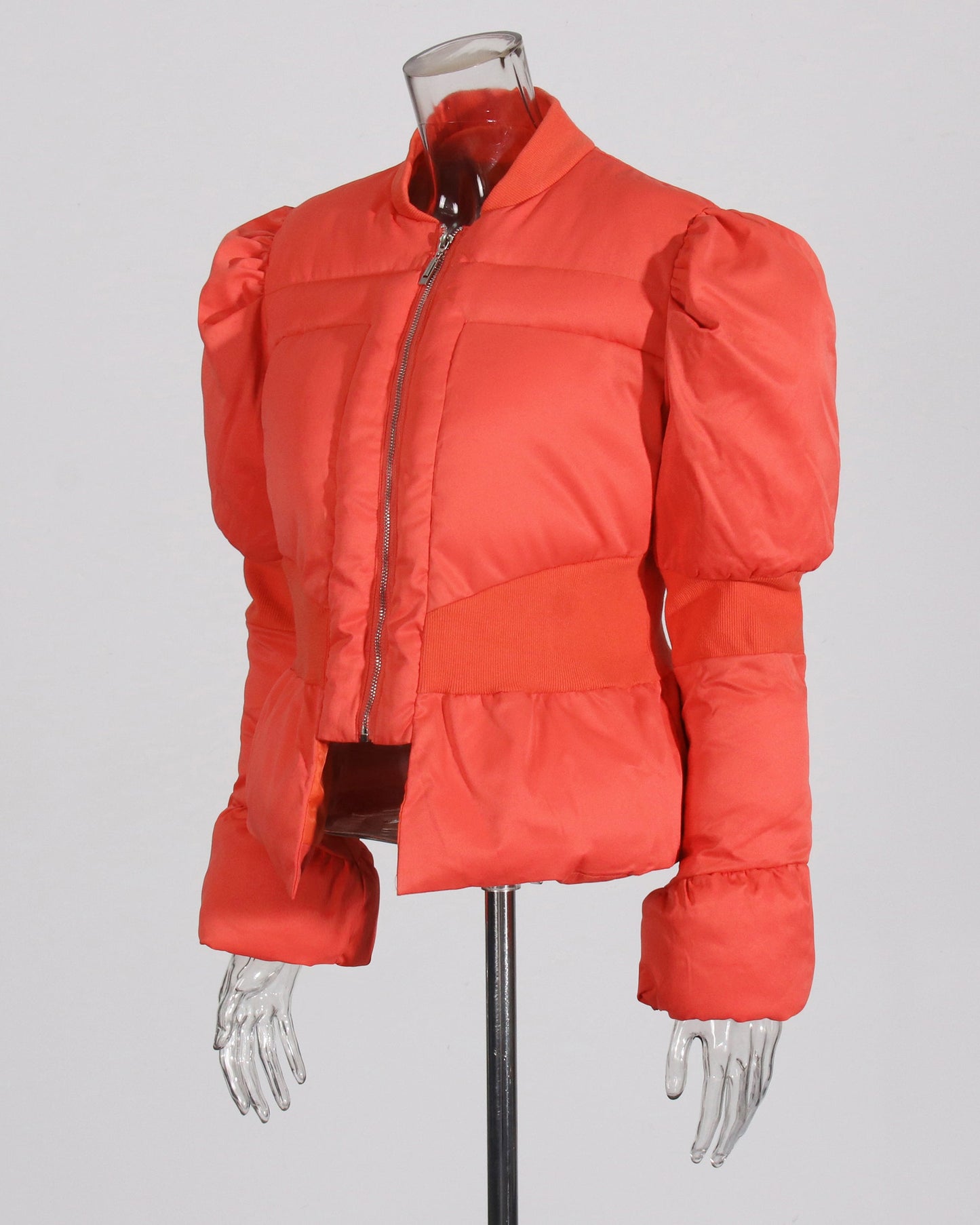 Red Puffy - Sleeve Cropped Puffer Jacket - SISPELL