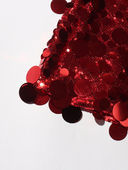 Red Sequin Maxi Skirt with Glitter - SISPELL