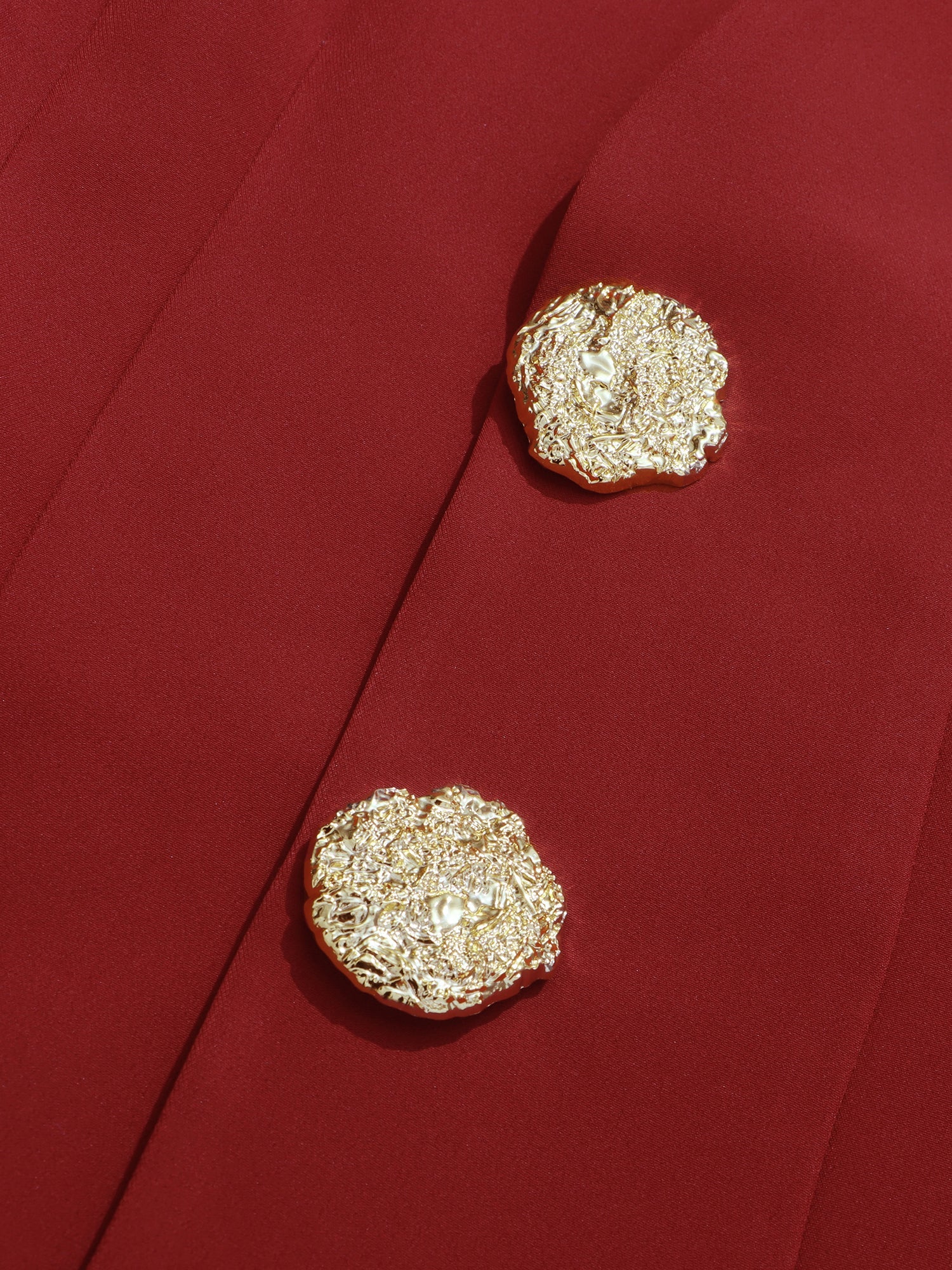 Red Suit Set with Gold Button & Peplum Blazer - SISPELL