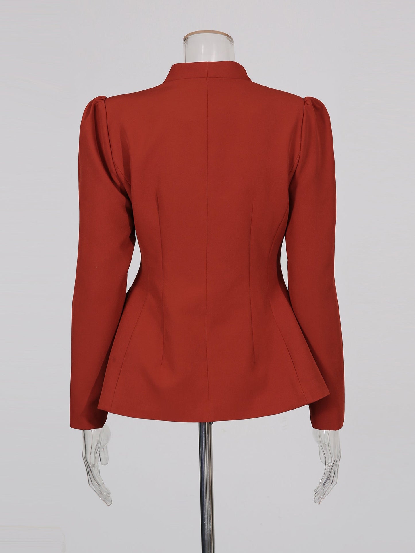 Red Suit Set with Gold Button & Peplum Blazer - SISPELL