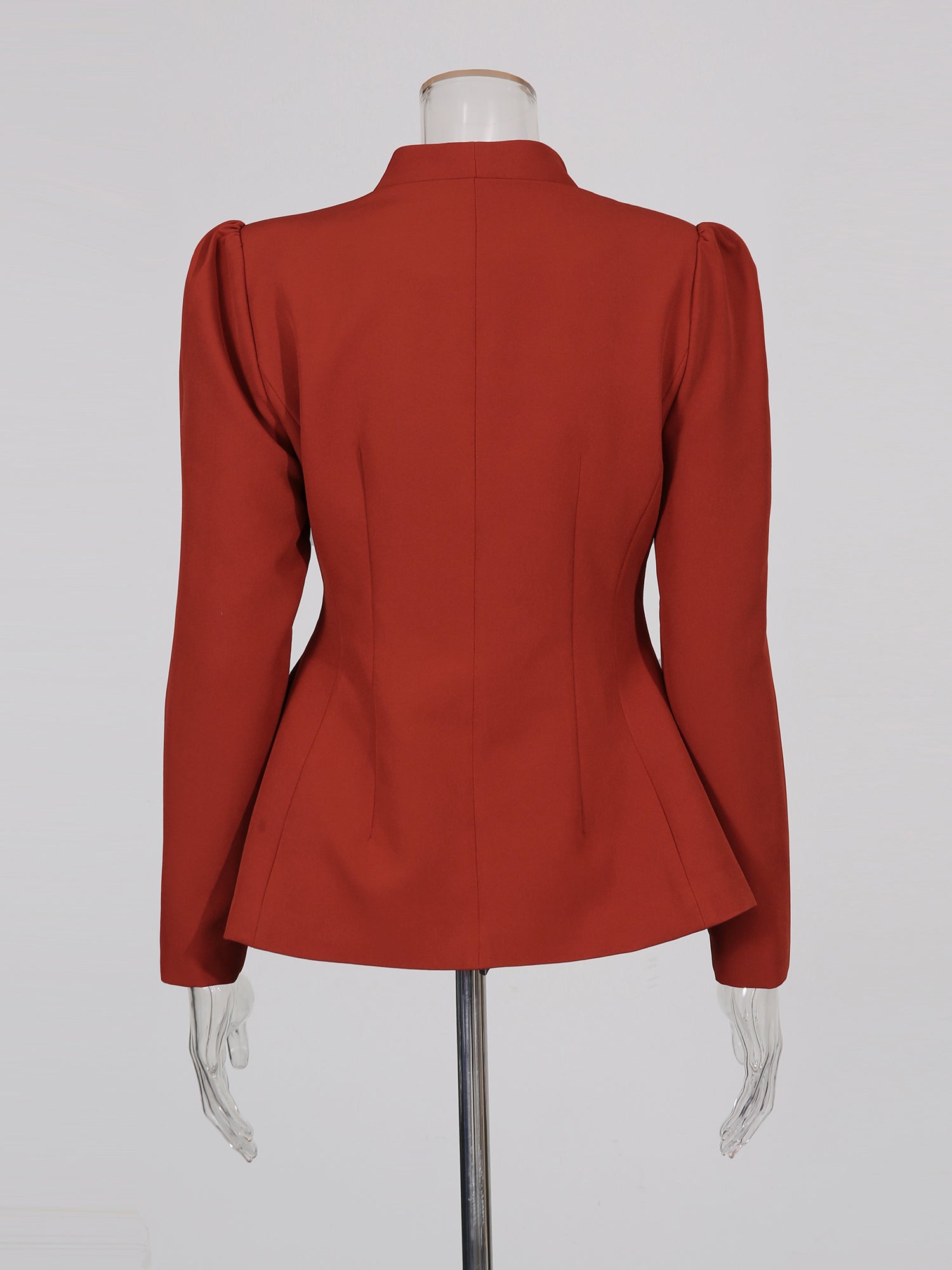 Red Suit Set with Gold Button & Peplum Blazer - SISPELL