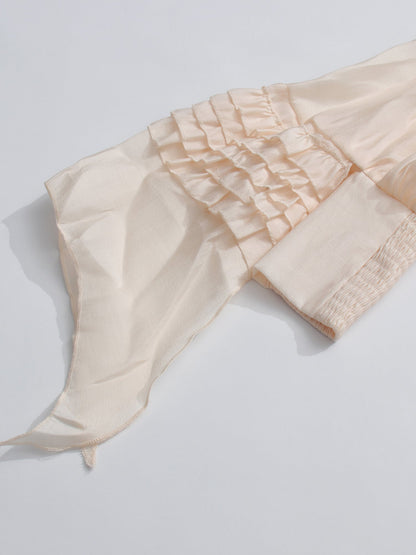 Romantic Apricot Ruffled Tiered Mini Dress with Belt - SISPELL