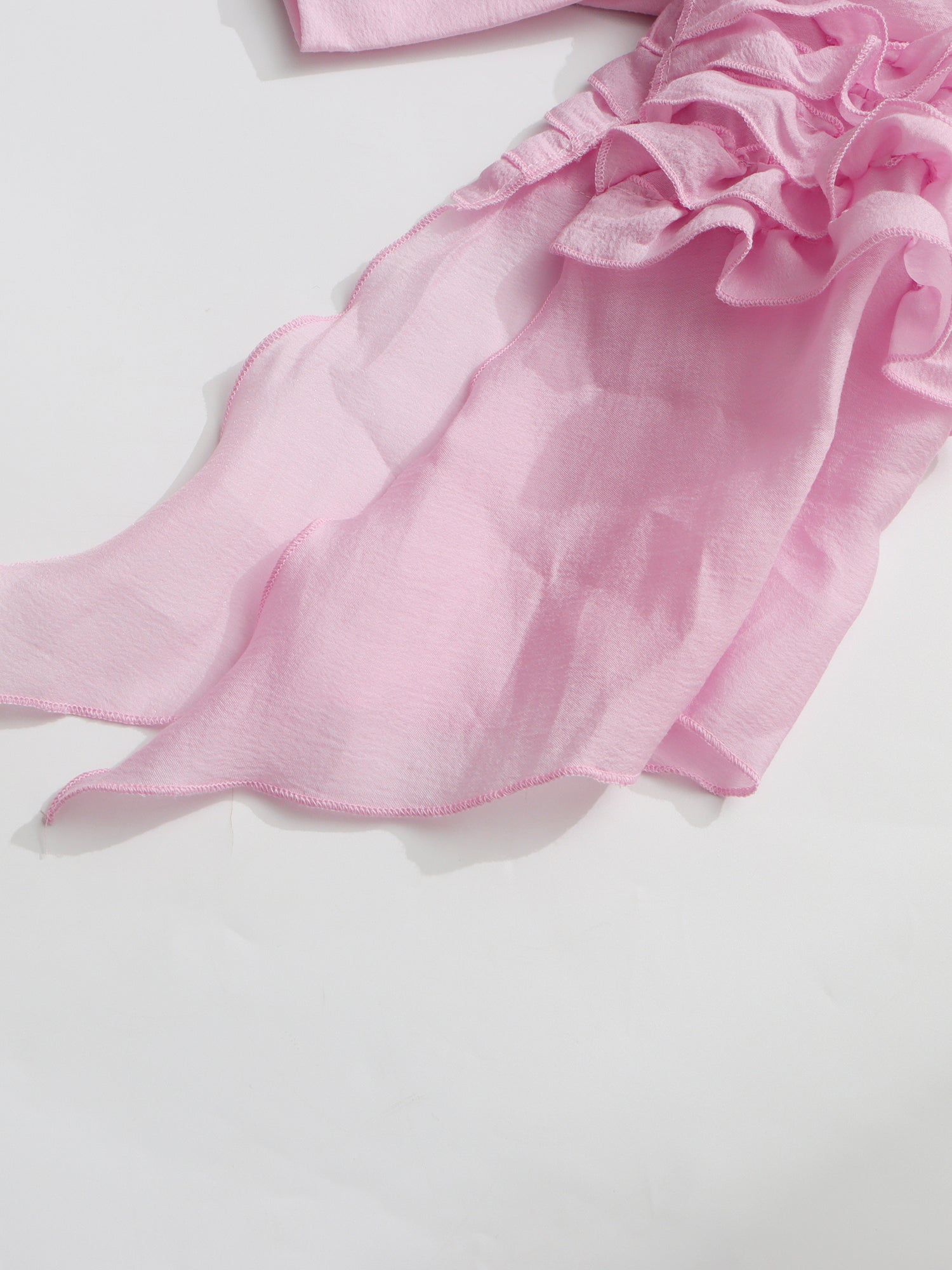 Romantic Pink Ruffled Tiered Mini Dress with Belt - SISPELL