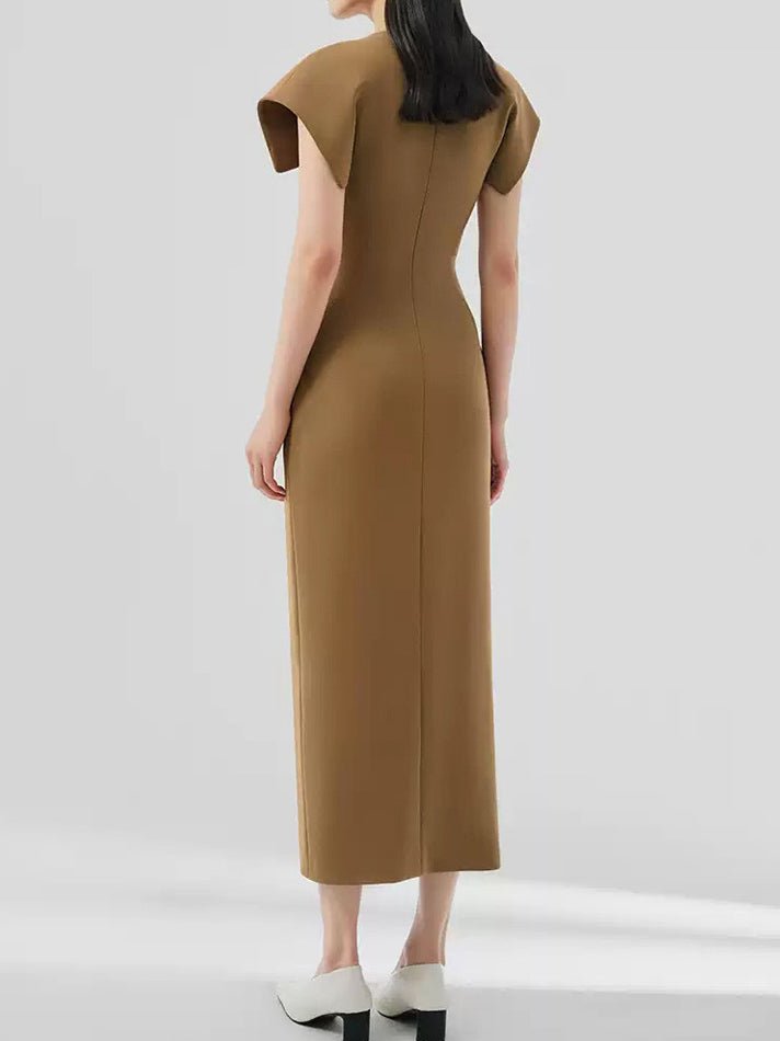 Round Neck Solid Long Dress - SISPELL