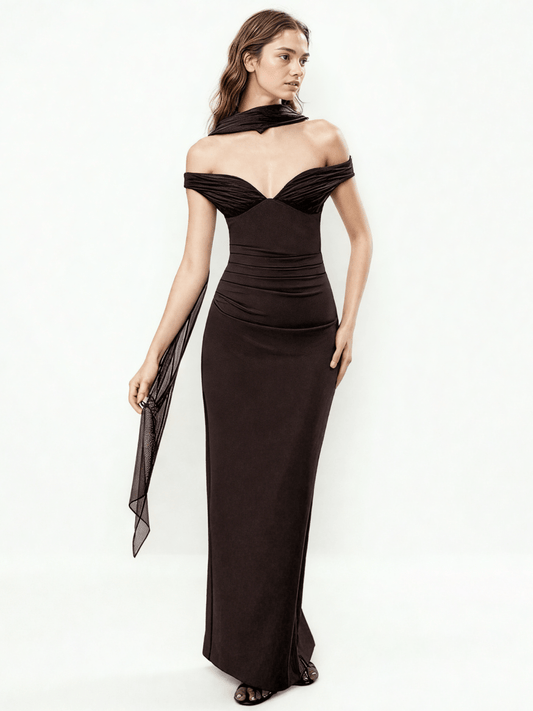 Sexy Mesh Off Shoulder Long Dress - SISPELL