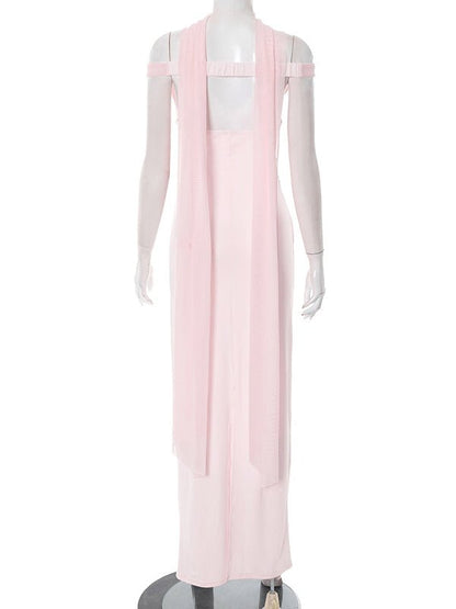 Sexy Mesh Off Shoulder Long Dress - SISPELL