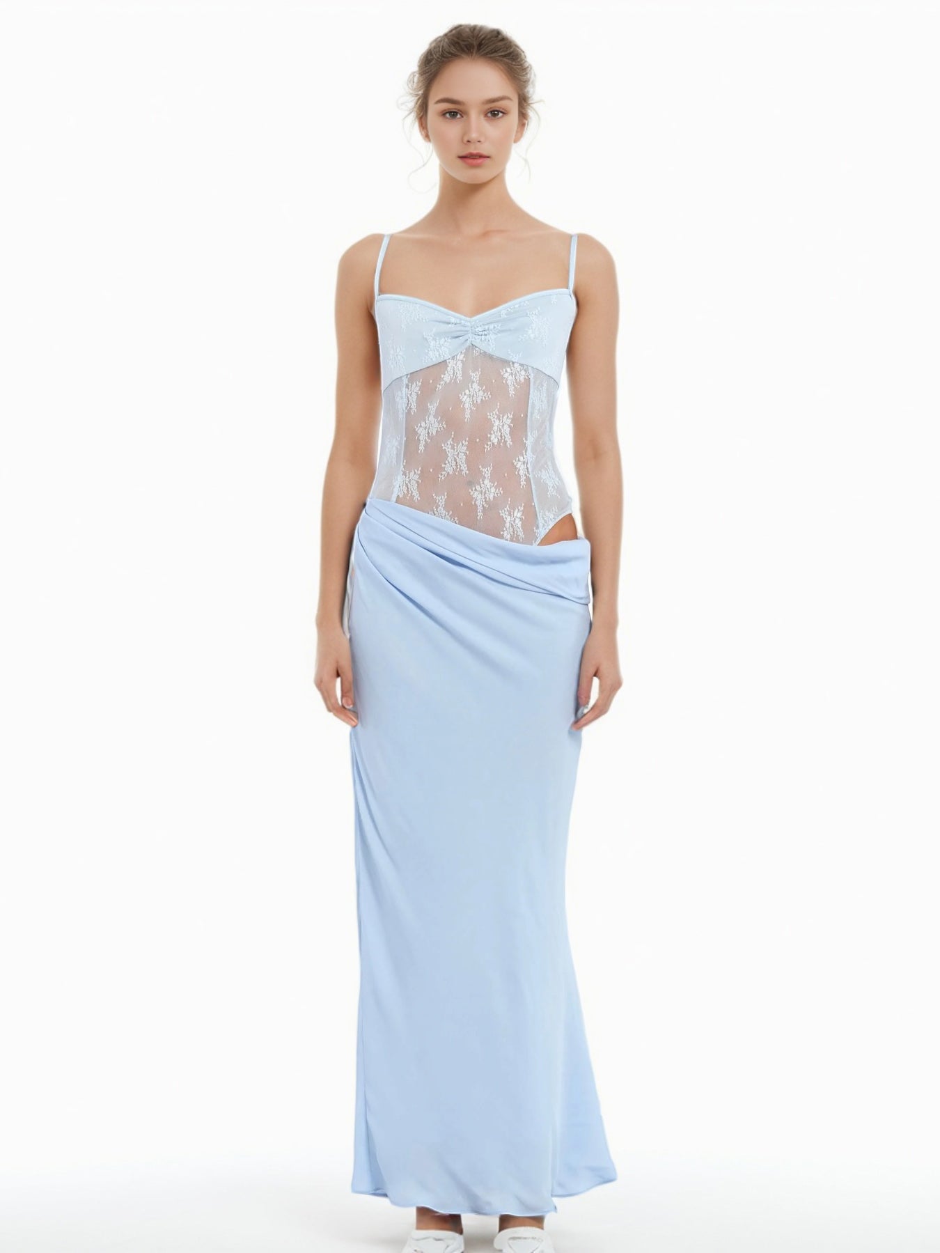 Sexy Mesh Patchwork Strap Long Dress - SISPELL