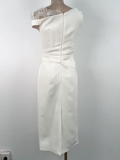 Solid Lace Off Shoulder Long Dress - SISPELL