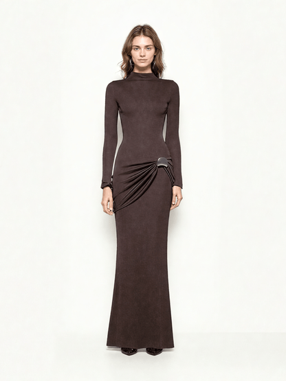 Solid Long Sleeves Long Dress - SISPELL