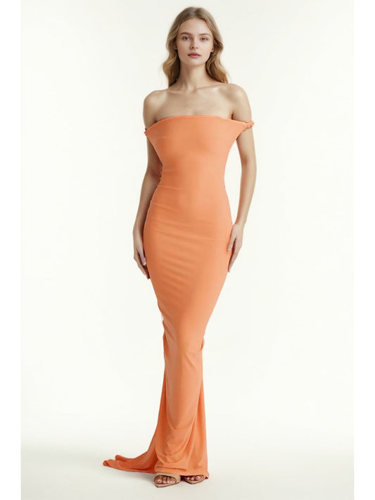 Solid Off Shoulder Long Dress - SISPELL
