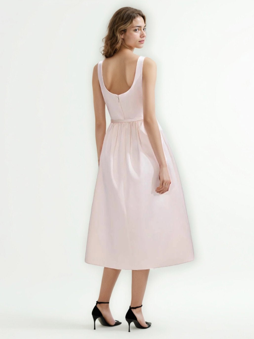 Solid Patchwork Flower Midi Dress - SISPELL