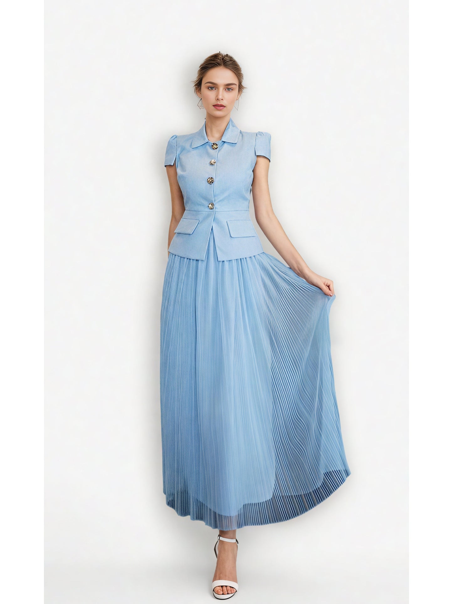 Solid Patchwork Mesh Two Piece Set - SISPELL